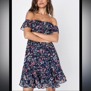Lulu's Navy Floral Dress